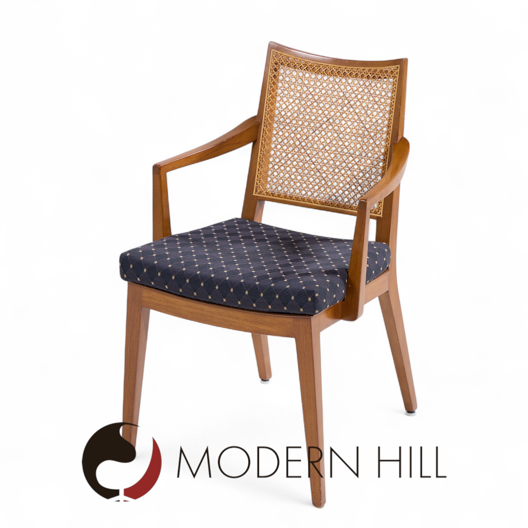 Edward Wormley for Dunbar Mid Century Walnut and Cane Dining Chairs - Set of 8