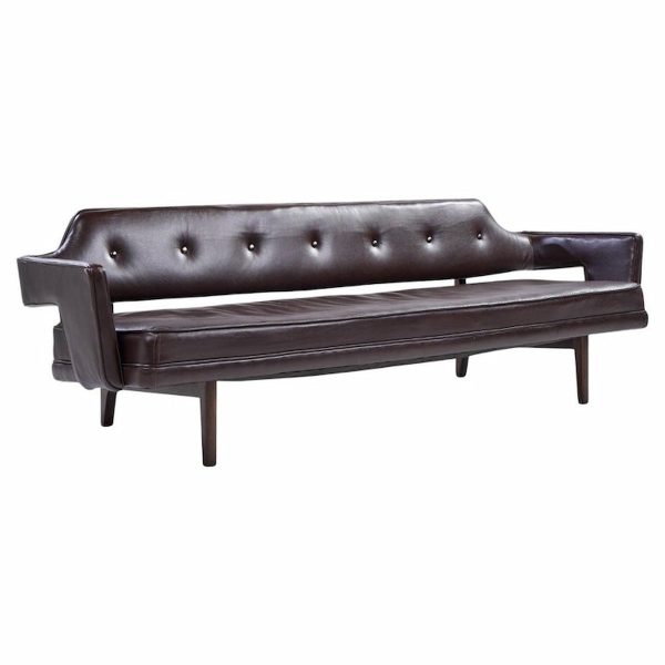 edward wormley for dunbar model 486 mid century bracket back sofa