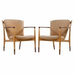 Finn Juhl for Baker Delegate Mid Century Walnut Lounge Chairs - Pair
