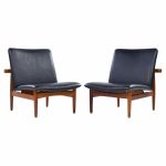 Finn Juhl for France and Sons Fd137 Mid Century Danish Teak Japan Lounge Chairs - Pair