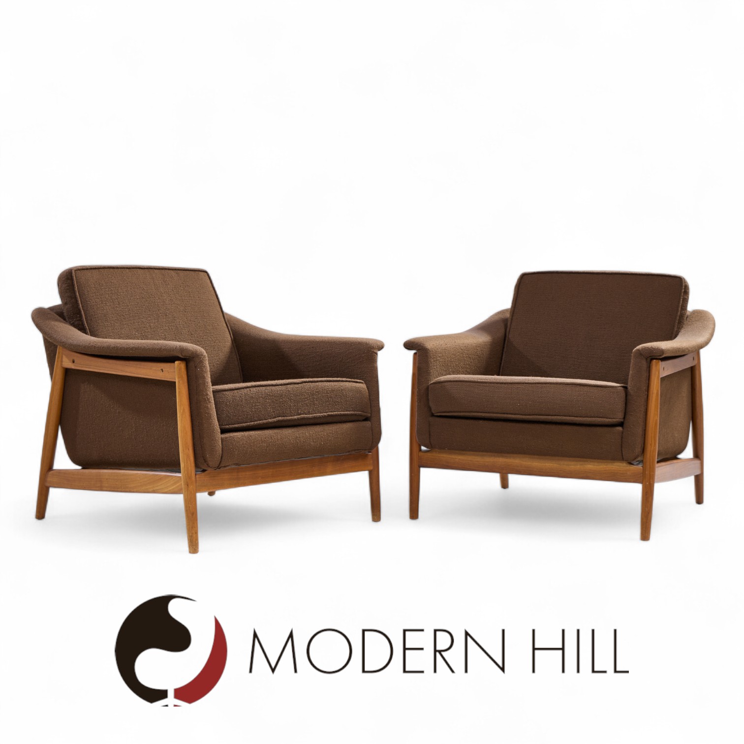 Folke Olsen for Dux Mid Century Danish Teak Lounge Chairs - Pair