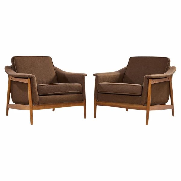 Folke Olsen for Dux Mid Century Danish Teak Lounge Chairs - Pair