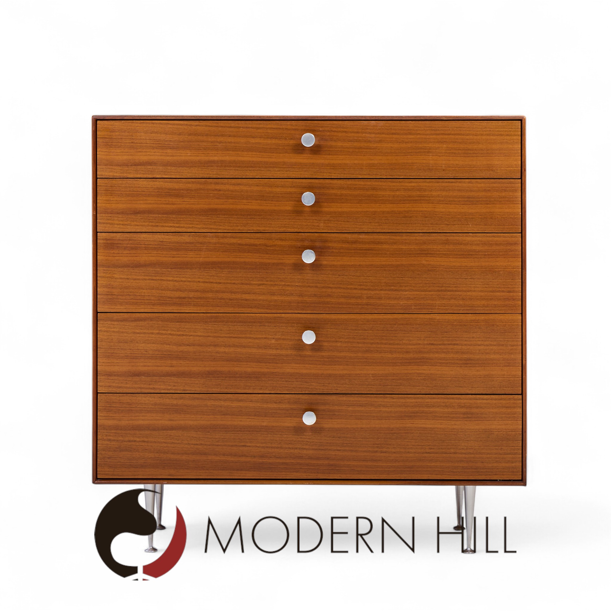 George Nelson for Herman Miller Model 5240 Mid Century Thin Edge Walnut Highboy Dresser