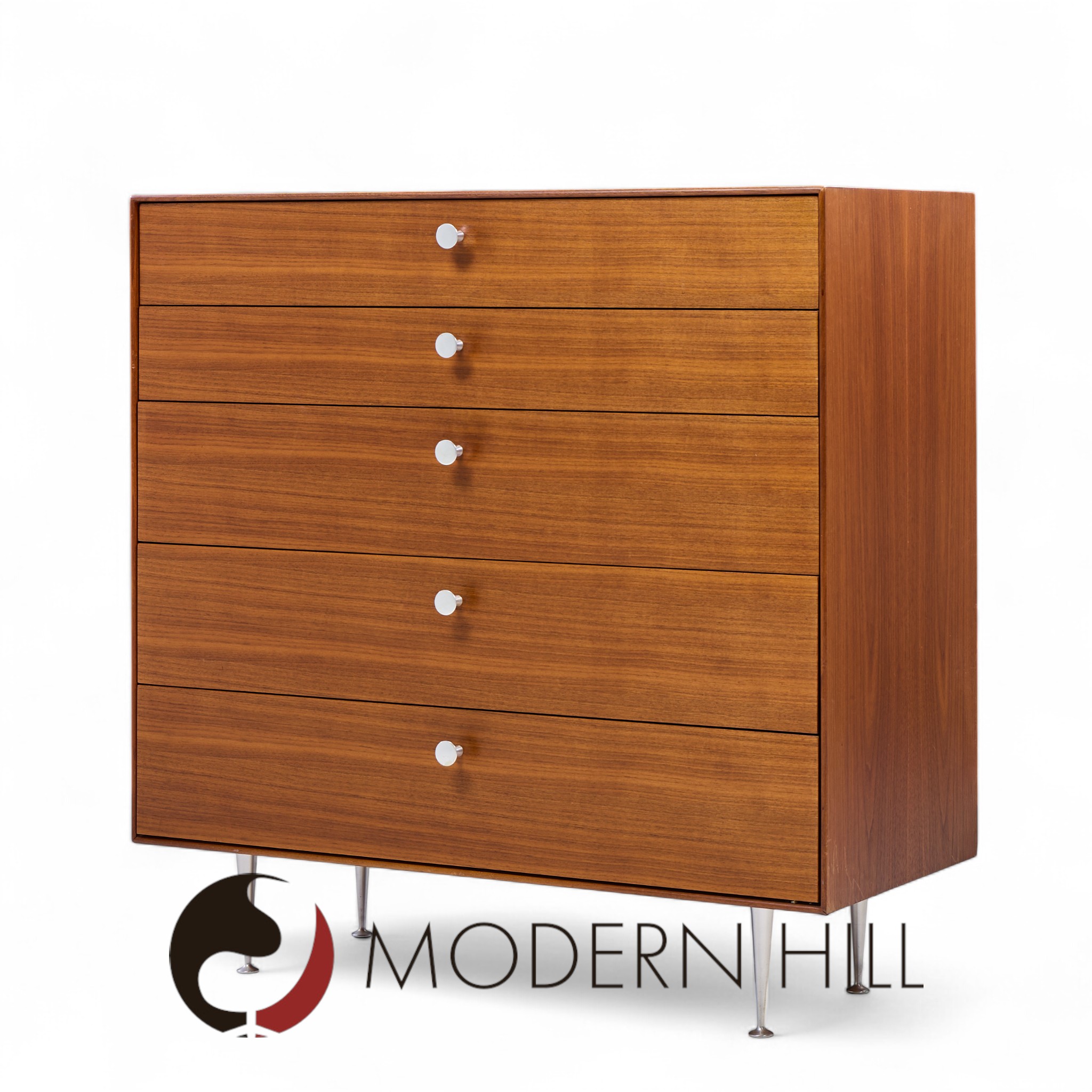 George Nelson for Herman Miller Model 5240 Mid Century Thin Edge Walnut Highboy Dresser