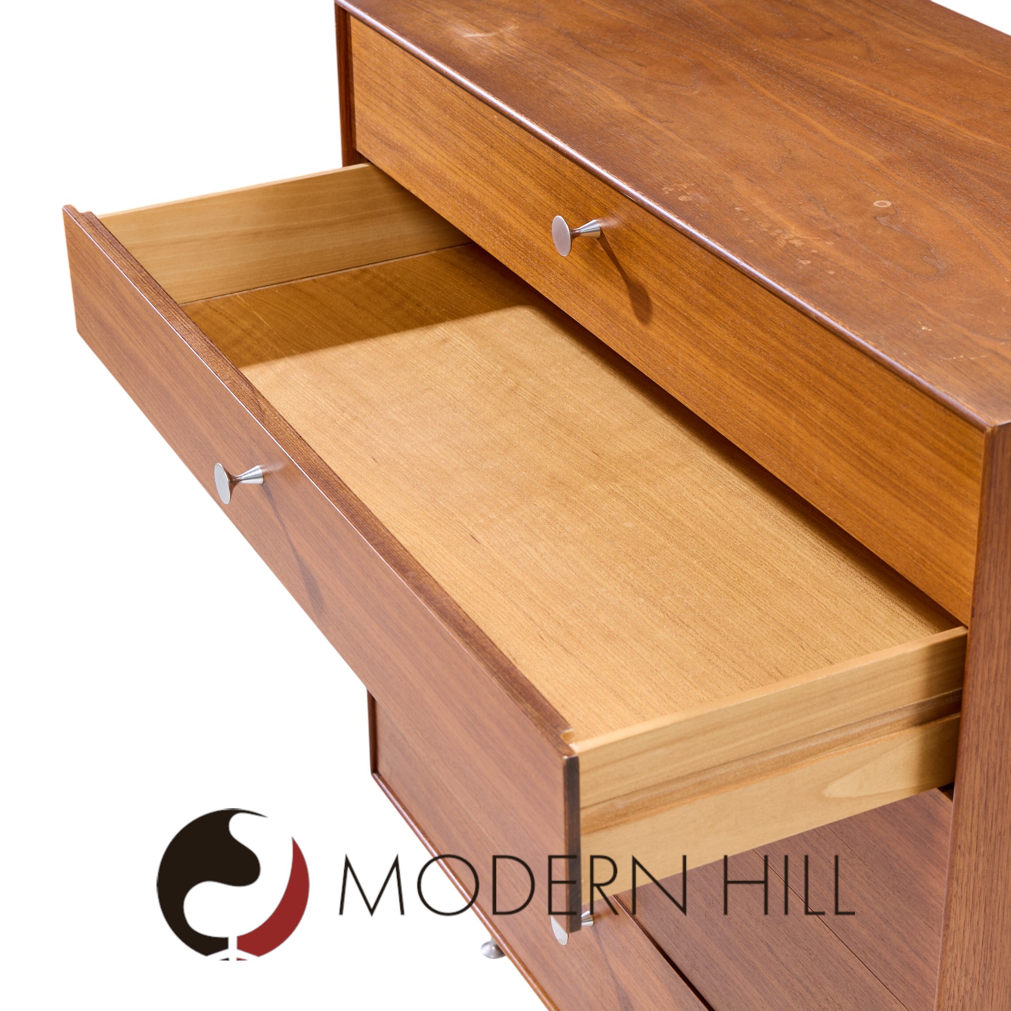 George Nelson for Herman Miller Model 5240 Mid Century Thin Edge Walnut Highboy Dresser