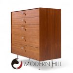 George Nelson for Herman Miller Model 5240 Mid Century Thin Edge Walnut Highboy Dresser