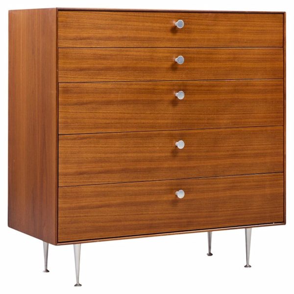 George Nelson for Herman Miller Model 5240 Mid Century Thin Edge Walnut Highboy Dresser