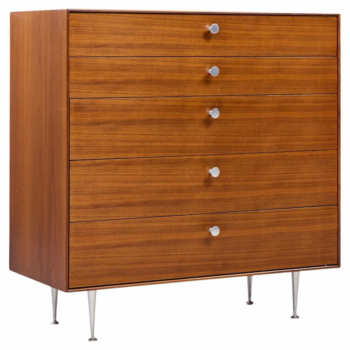 George Nelson for Herman Miller Model 5240 Mid Century Thin Edge Walnut Highboy Dresser