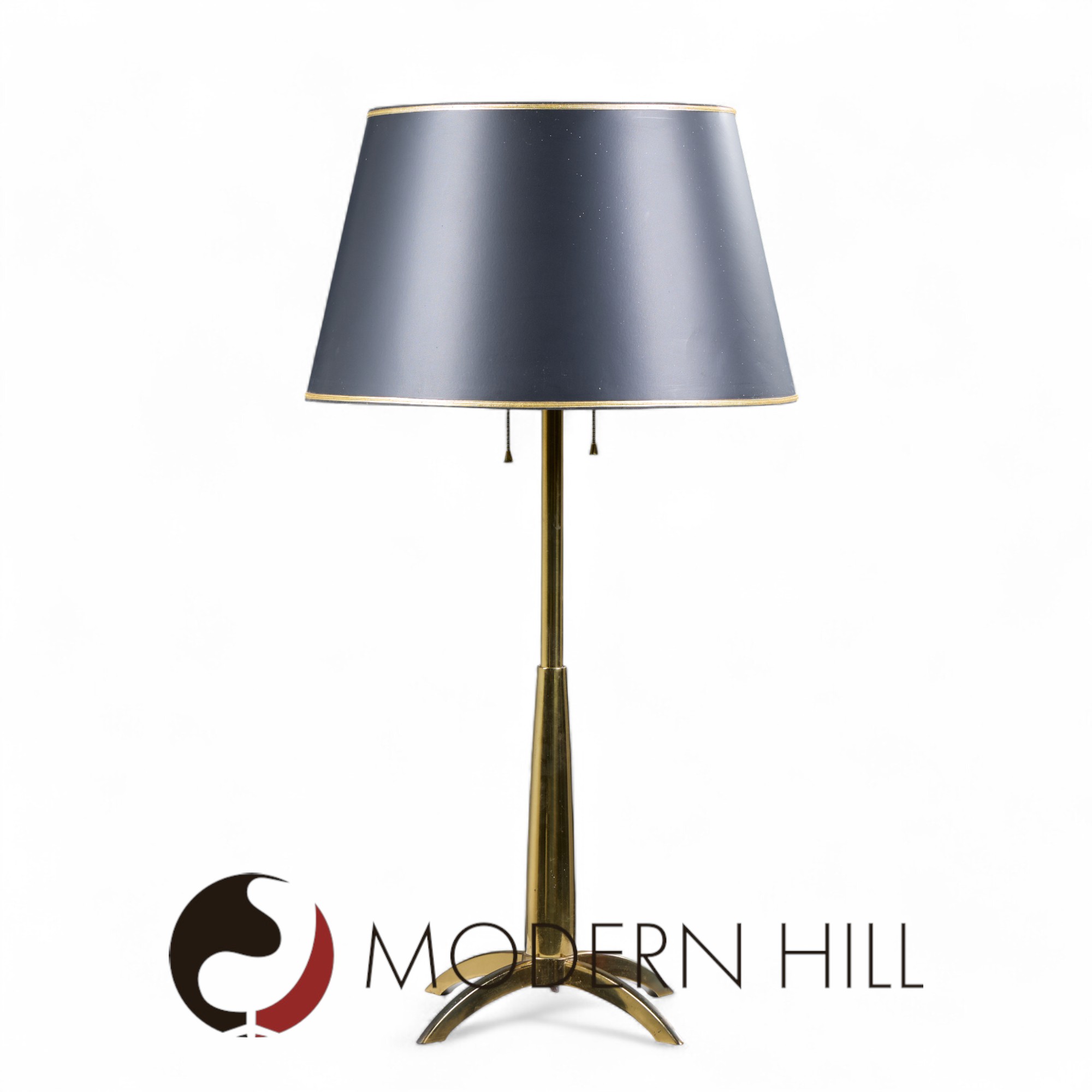 Gerald Thurston for Stiffel Mid Century Brass Rocket Table Lamp - Pair