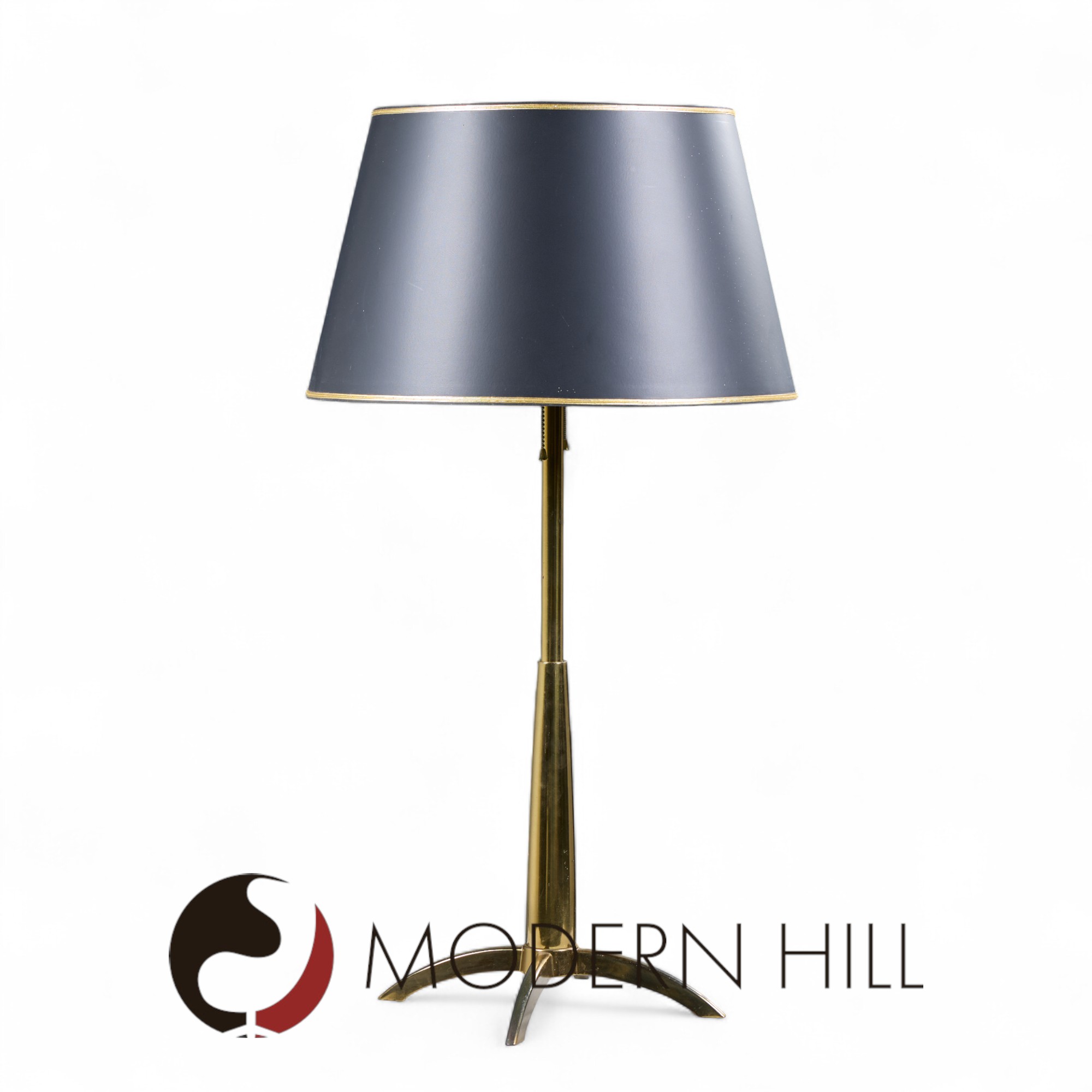 Gerald Thurston for Stiffel Mid Century Brass Rocket Table Lamp - Pair