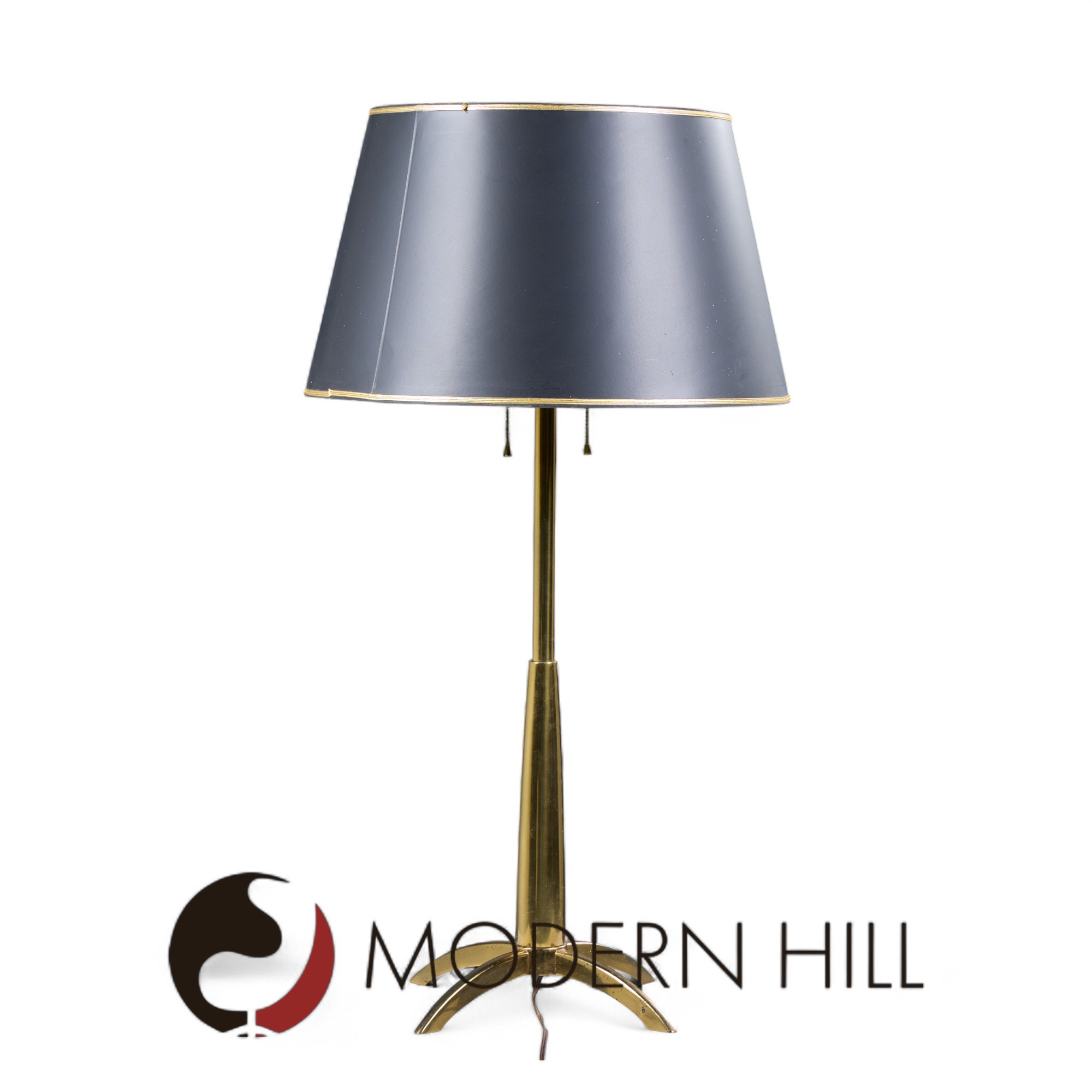 Gerald Thurston for Stiffel Mid Century Brass Rocket Table Lamp - Pair