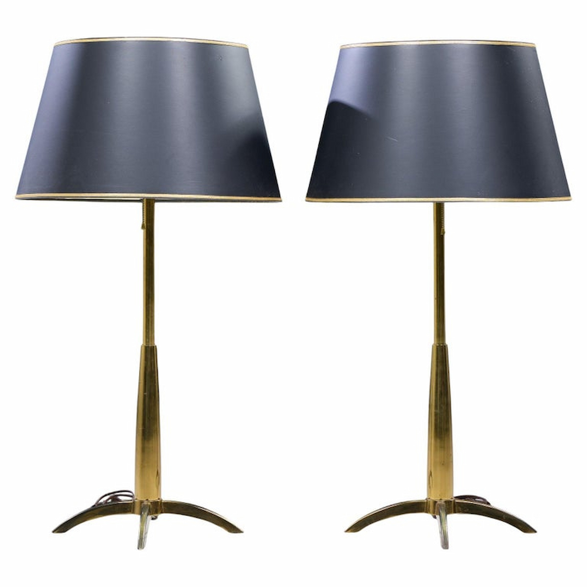 Gerald Thurston for Stiffel Mid Century Brass Rocket Table Lamp - Pair