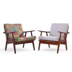 Hans Wegner for Getama Ge270 Mid Century Teak Lounge Chairs - Pair