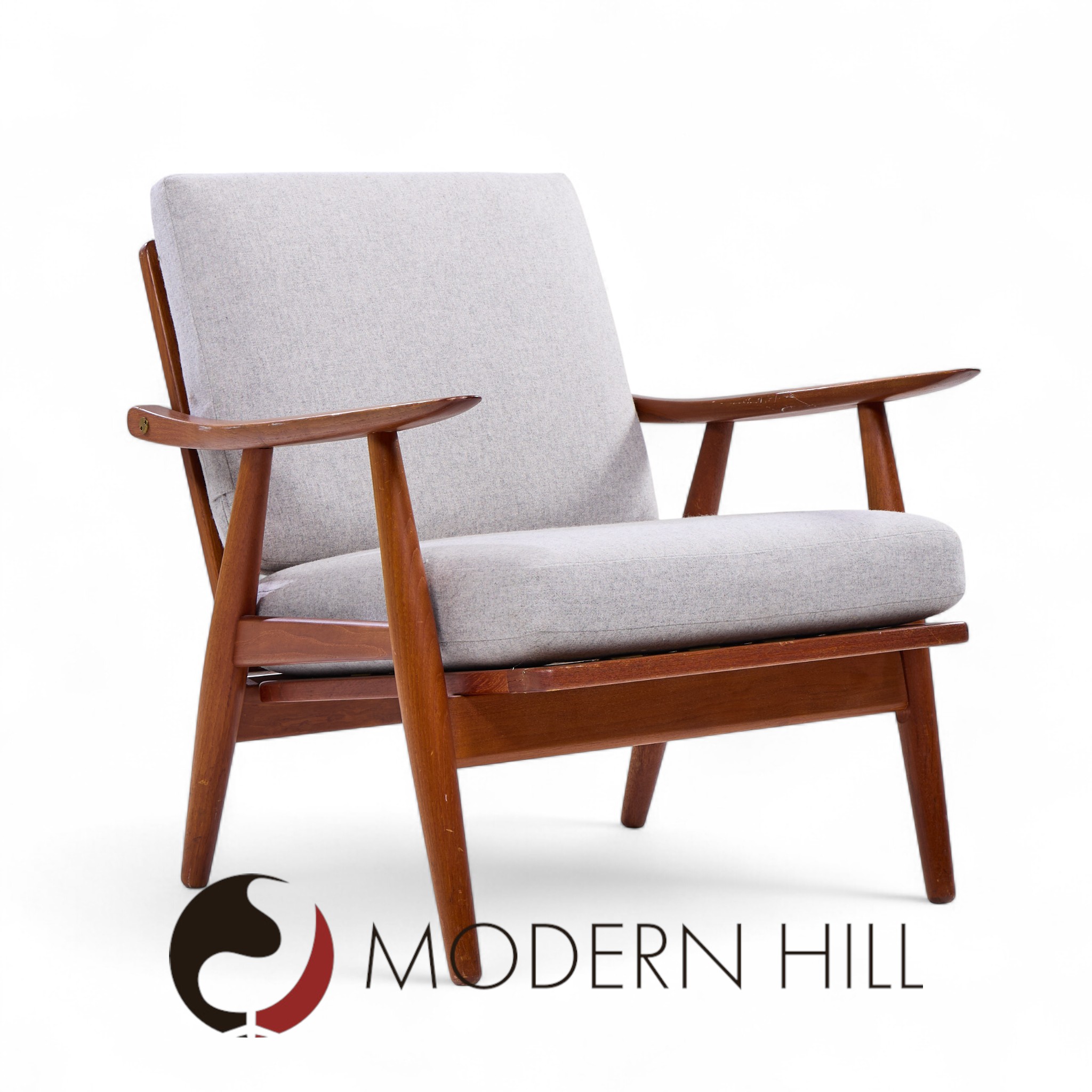 Hans Wegner for Getama Ge270 Mid Century Teak Lounge Chairs - Pair