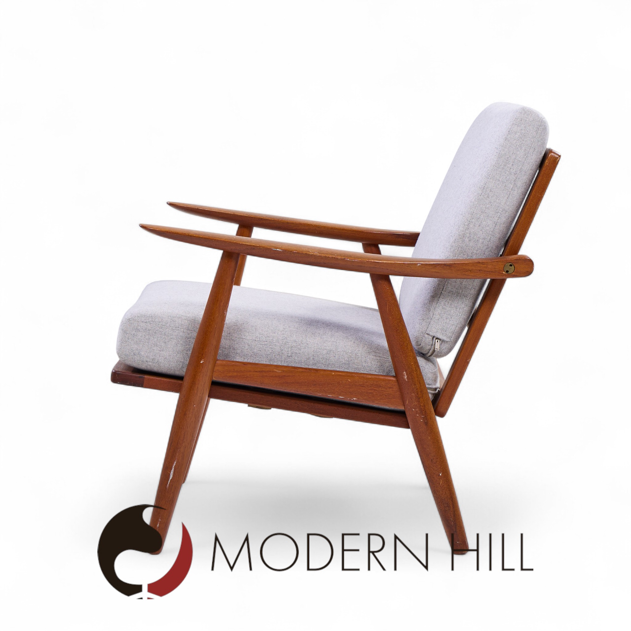 Hans Wegner for Getama Ge270 Mid Century Teak Lounge Chairs - Pair