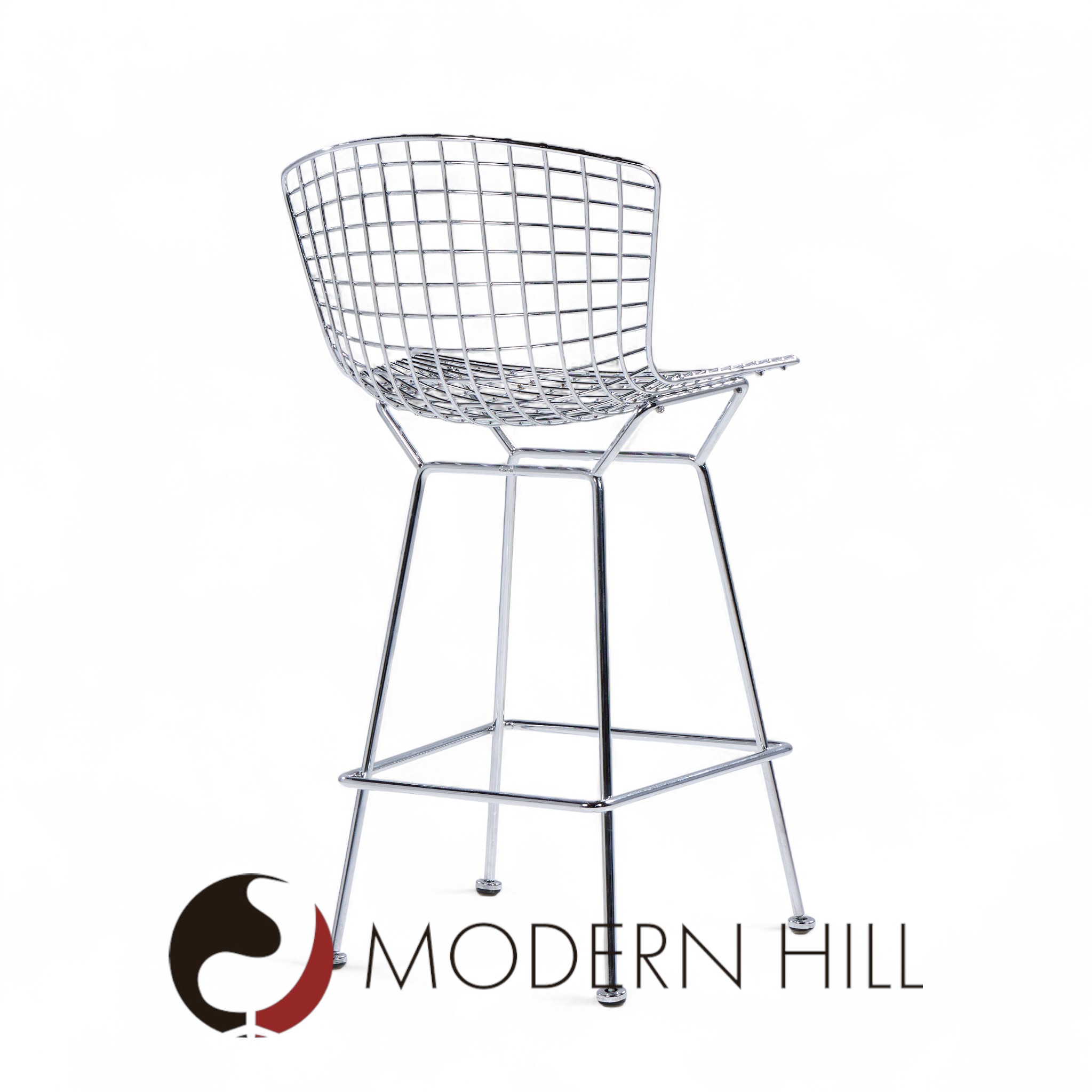 Harry Bertoia for Knoll Mid Century Chrome Counter Stools - Pair