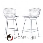 Harry Bertoia for Knoll Mid Century Chrome Counter Stools - Pair