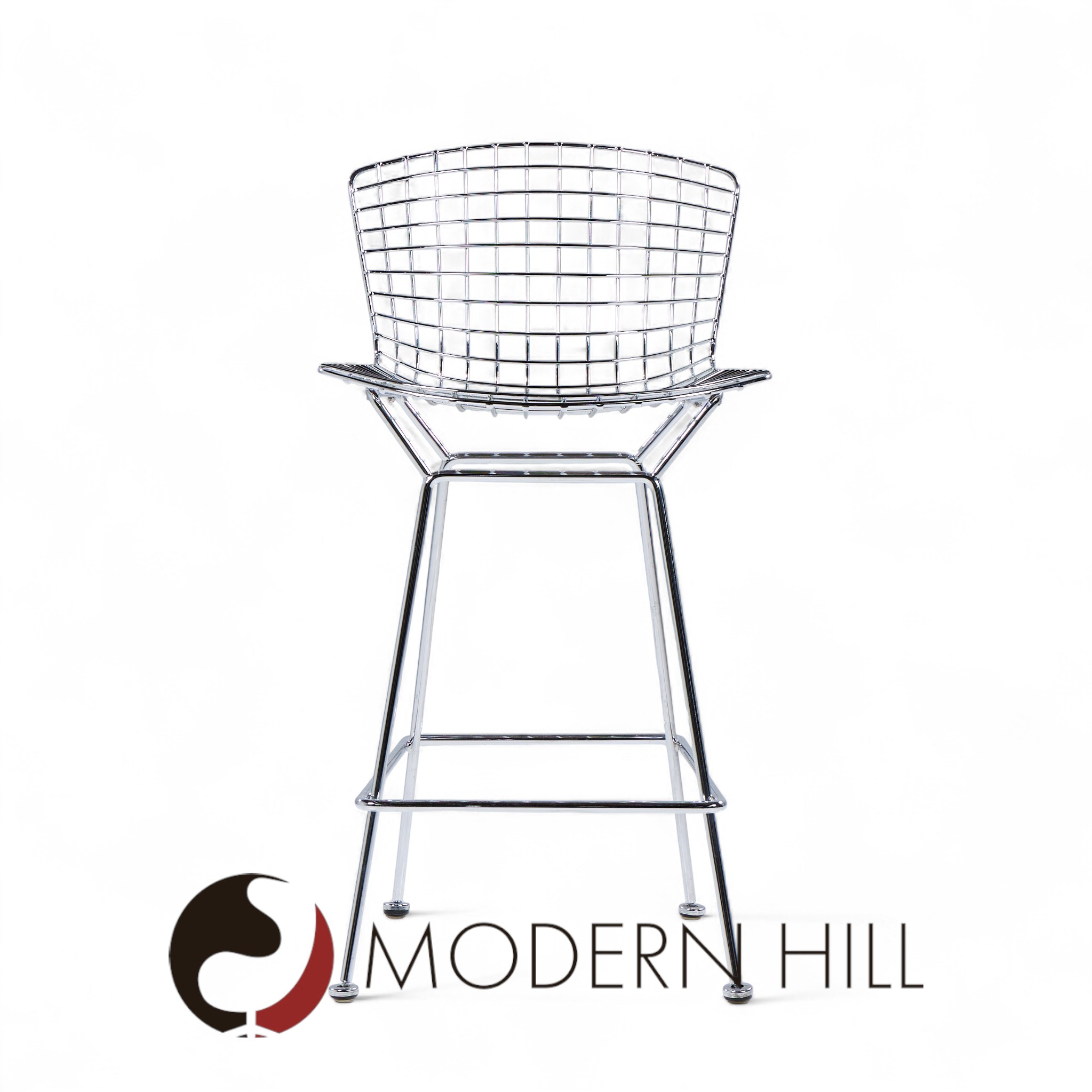 Harry Bertoia for Knoll Mid Century Chrome Counter Stools - Pair