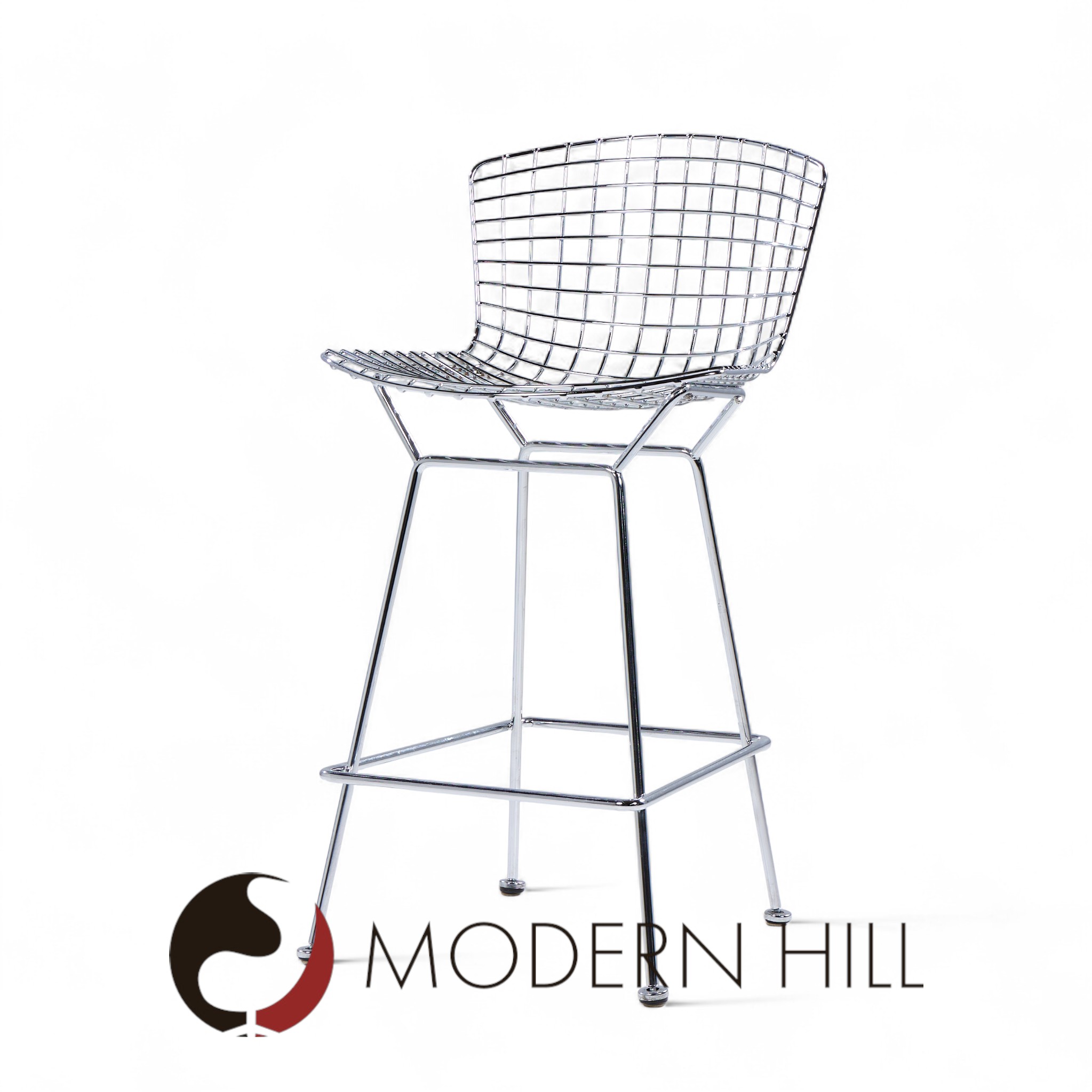 Harry Bertoia for Knoll Mid Century Chrome Counter Stools - Pair