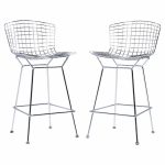 Harry Bertoia for Knoll Mid Century Chrome Counter Stools - Pair