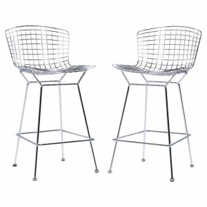 Harry Bertoia for Knoll Mid Century Chrome Counter Stools - Pair