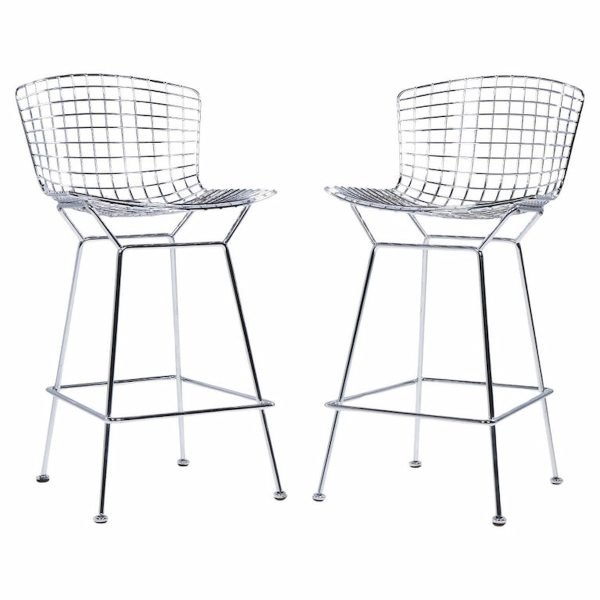 Harry Bertoia for Knoll Mid Century Chrome Counter Stools - Pair