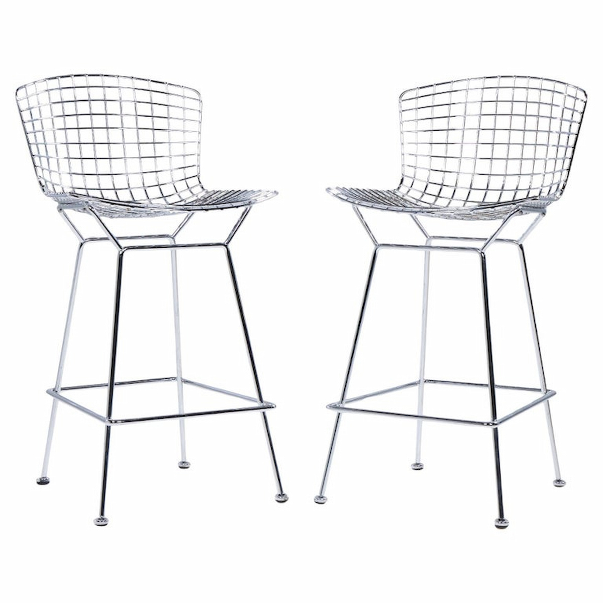 Harry Bertoia for Knoll Mid Century Chrome Counter Stools - Pair