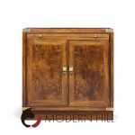 Hickory Manufacturing Mid Century Burlwood and Brass Nightstands - Pair