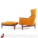 Jens Risom for Jens Risom Design Mid Century Walnut Big Chair with Ottoman