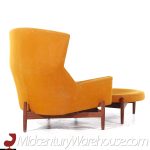 Jens Risom for Jens Risom Design Mid Century Walnut Big Chair with Ottoman