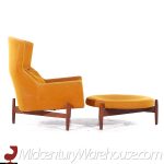 Jens Risom for Jens Risom Design Mid Century Walnut Big Chair with Ottoman