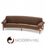 Johannes Andersen for Trensum Danish Teak Curved "tv" Sofa | Mid Century Modern Furniture - Mid Century Furniture Chicago Johannes Andersen for Trensum Danish Teak Curved "tv" Sofa