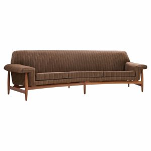 Johannes Andersen for Trensum Danish Teak Curved "tv" Sofa