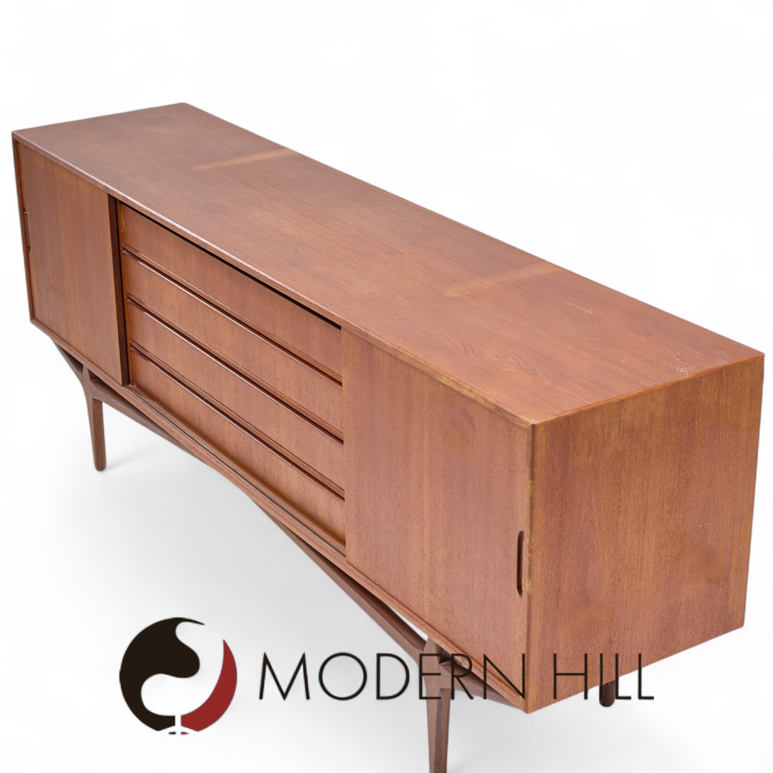 Knud Nielsen Mid Century Danish Teak Credenza and Hutch