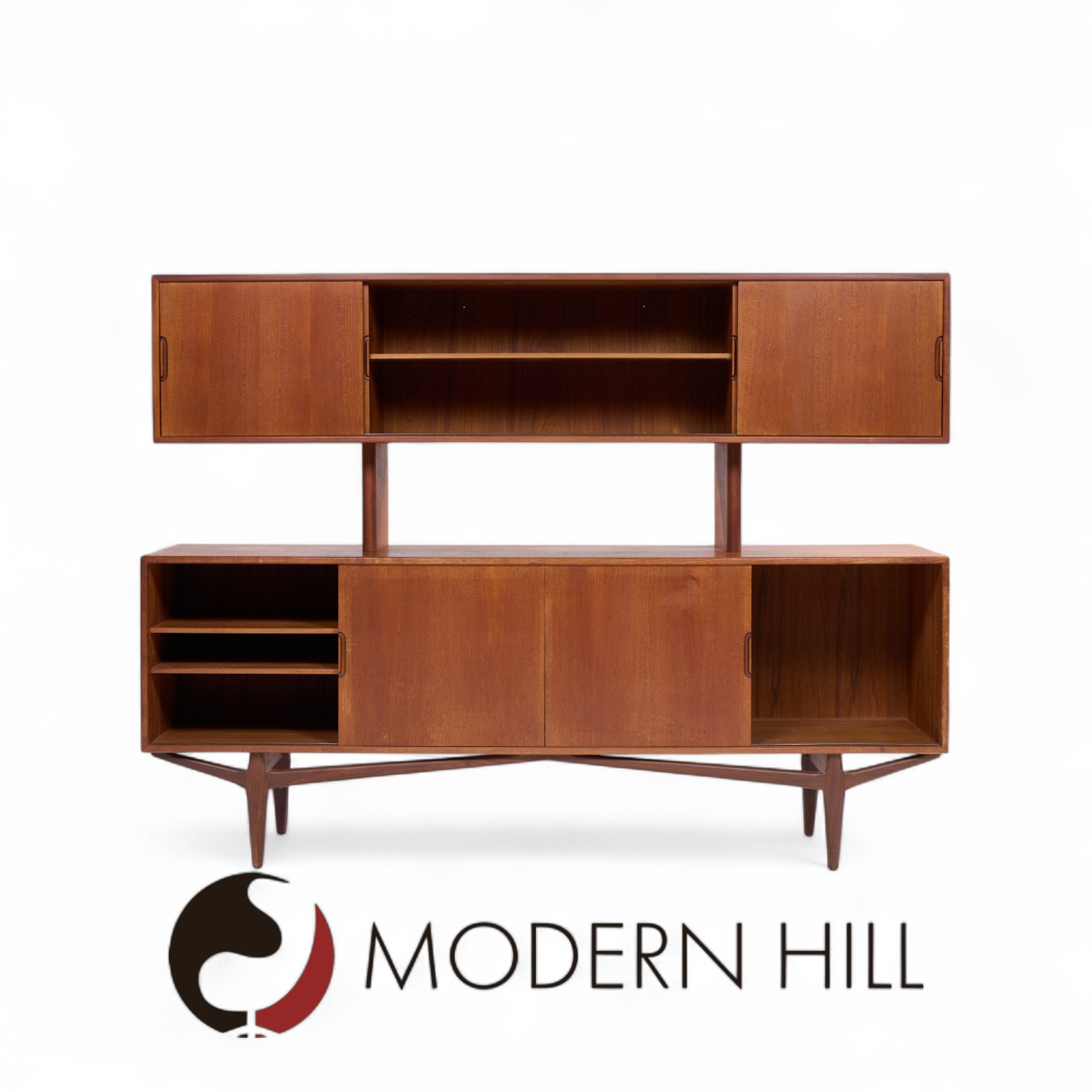 Knud Nielsen Mid Century Danish Teak Credenza and Hutch