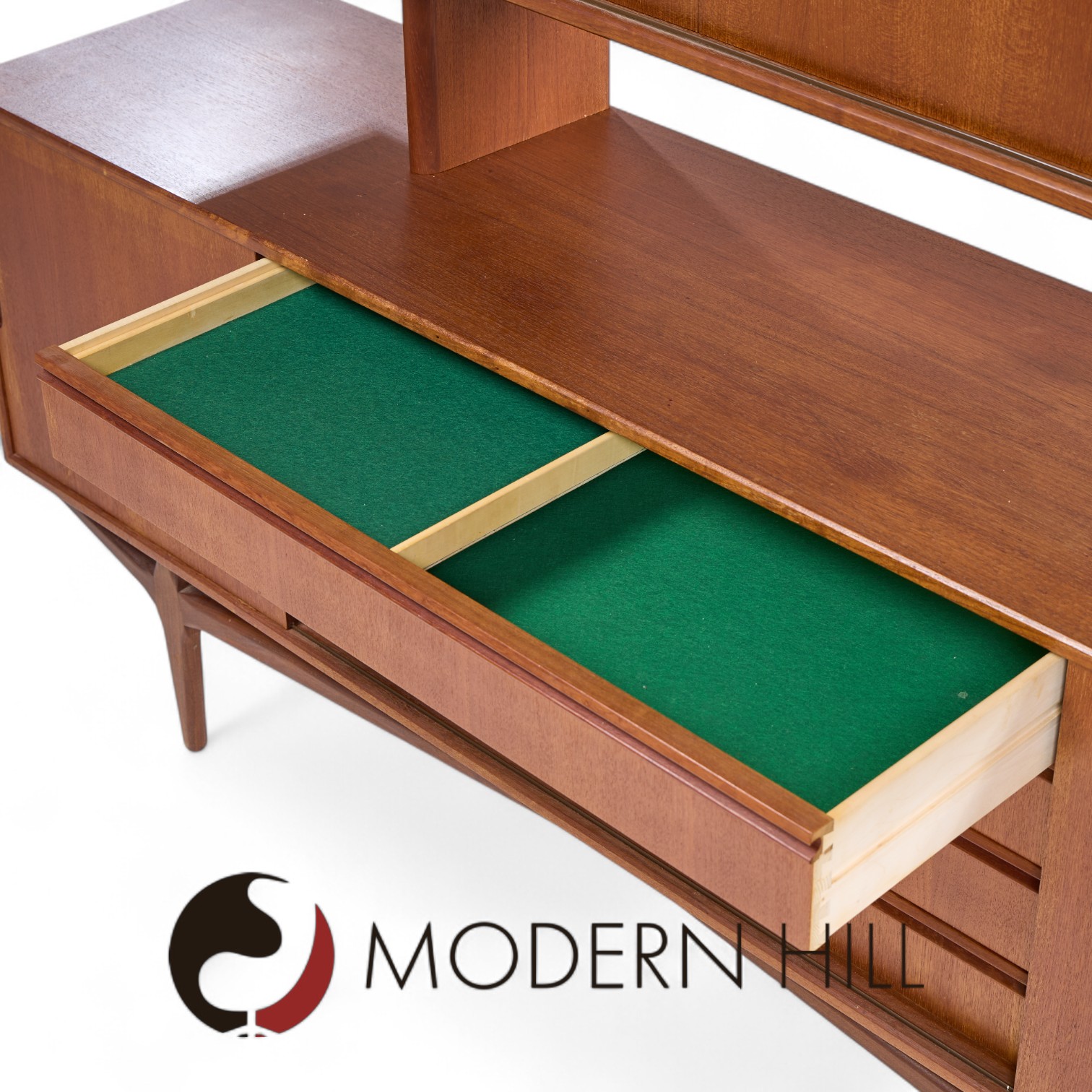 Knud Nielsen Mid Century Danish Teak Credenza and Hutch