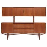 Knud Nielsen Mid Century Danish Teak Credenza and Hutch