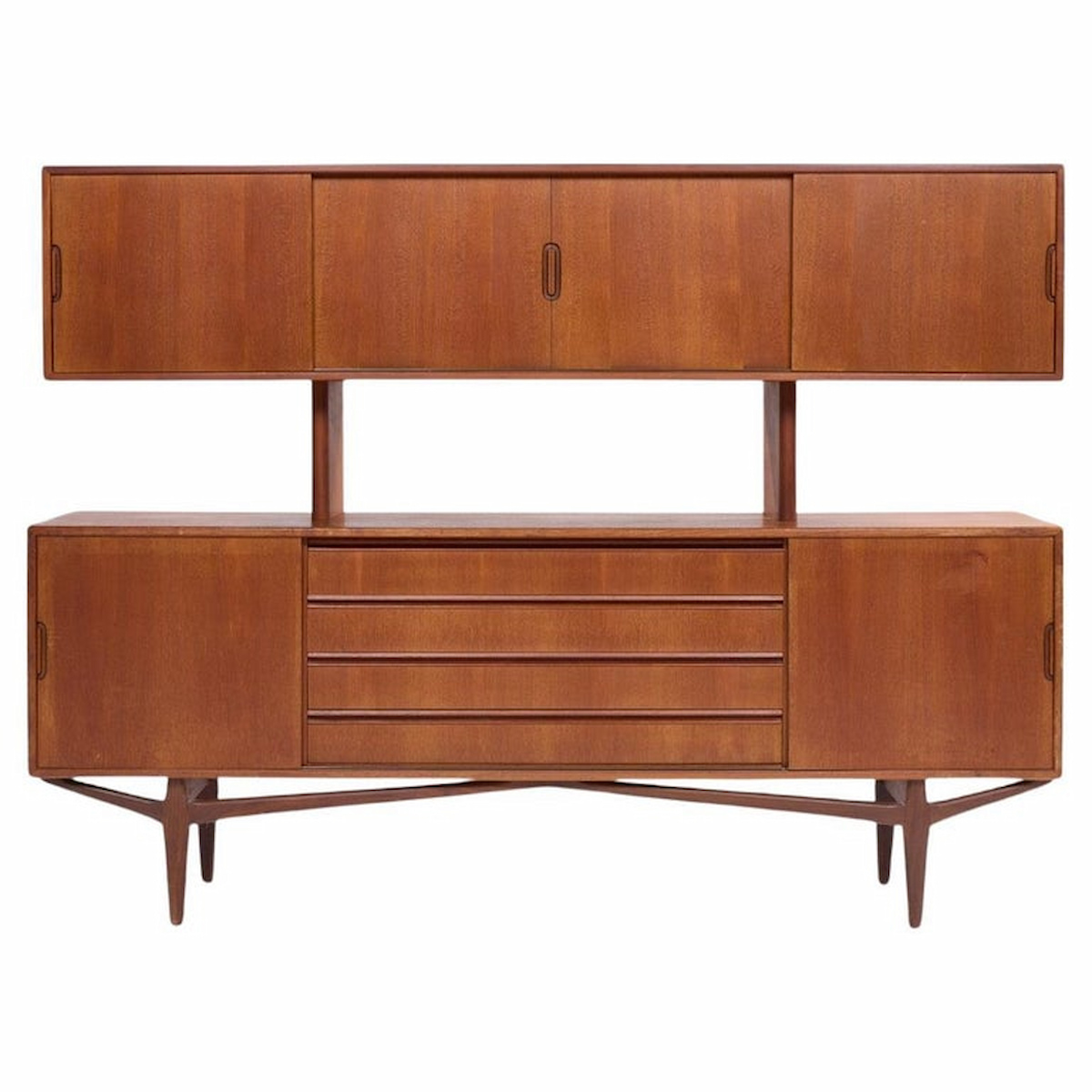 Knud Nielsen Mid Century Danish Teak Credenza and Hutch