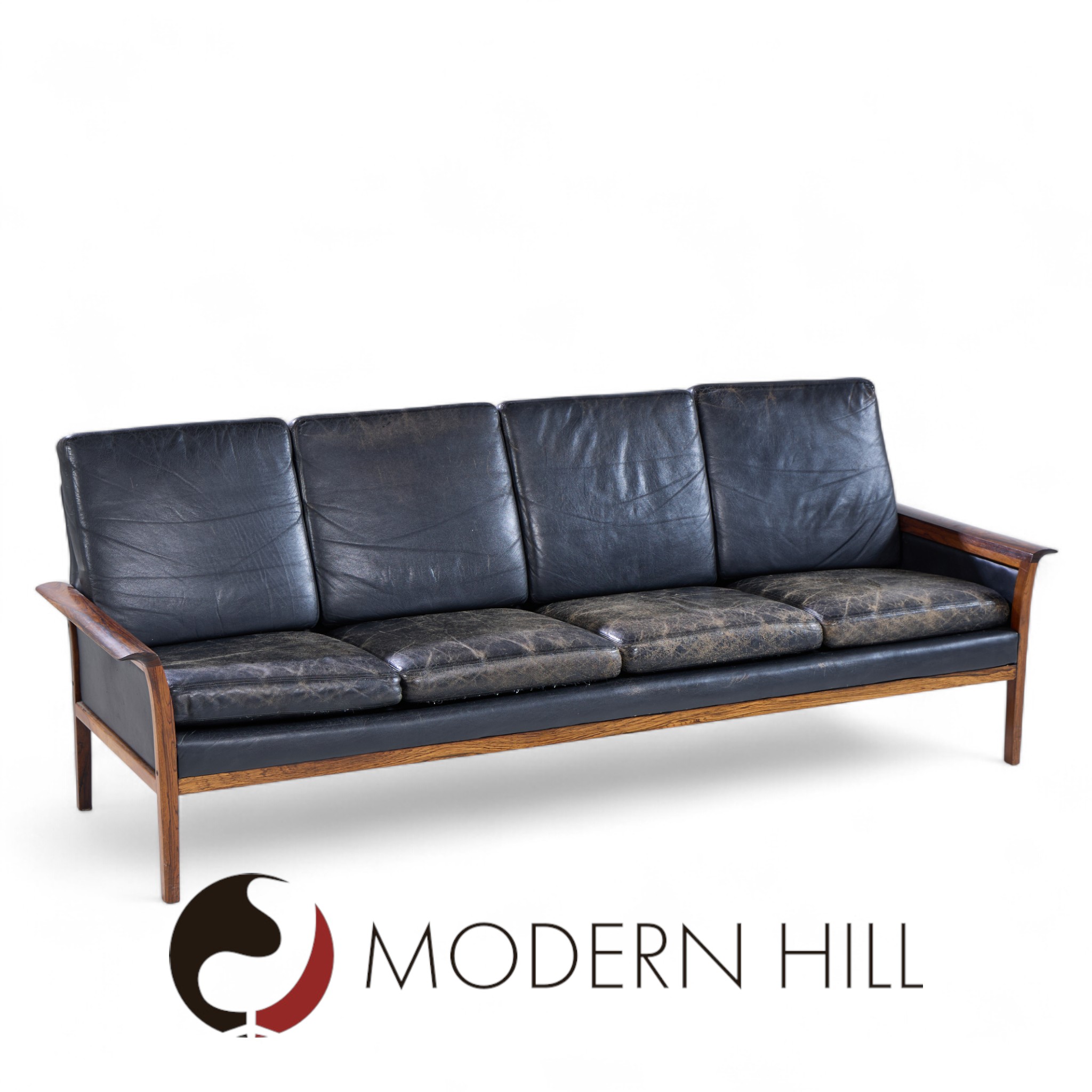Knut Saeter for Vatne Møbler Mid Century Norwegian Rosewood and Leather Sofa