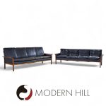 Knut Saeter for Vatne Møbler Mid Century Norwegian Rosewood and Leather Sofa - Pair | Mid Century Modern Furniture - Mid Century Furniture Chicago Knut Saeter for Vatne Møbler Mid Century Norwegian Rosewood and Leather Sofa - Pair