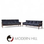 Knut Saeter for Vatne Møbler Mid Century Norwegian Rosewood and Leather Sofa - Pair | Mid Century Modern Furniture - Mid Century Furniture Chicago Knut Saeter for Vatne Møbler Mid Century Norwegian Rosewood and Leather Sofa - Pair