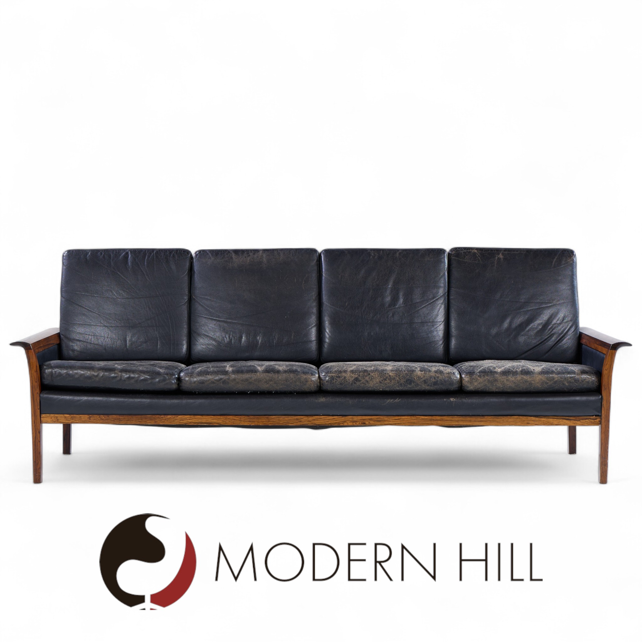 Knut Saeter for Vatne Møbler Mid Century Norwegian Rosewood and Leather Sofa