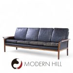 Knut Saeter for Vatne Møbler Mid Century Norwegian Rosewood and Leather Sofa - Pair | Mid Century Modern Furniture - Mid Century Furniture Chicago Knut Saeter for Vatne Møbler Mid Century Norwegian Rosewood and Leather Sofa - Pair