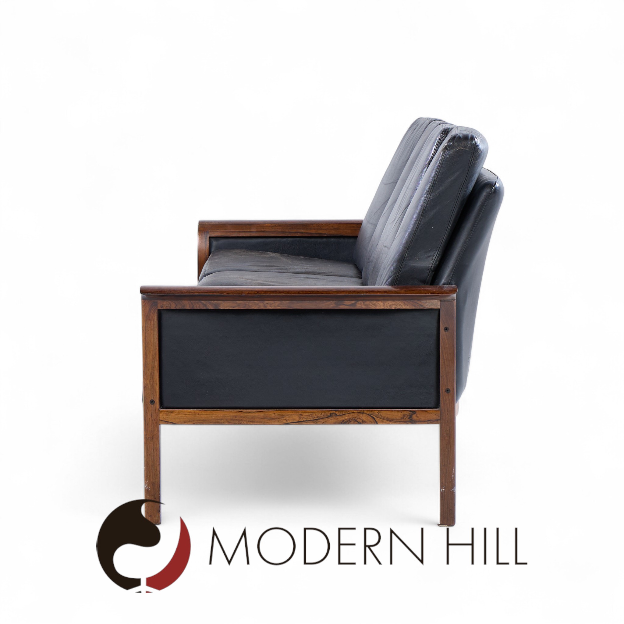 Knut Saeter for Vatne Møbler Mid Century Norwegian Rosewood and Leather Sofa