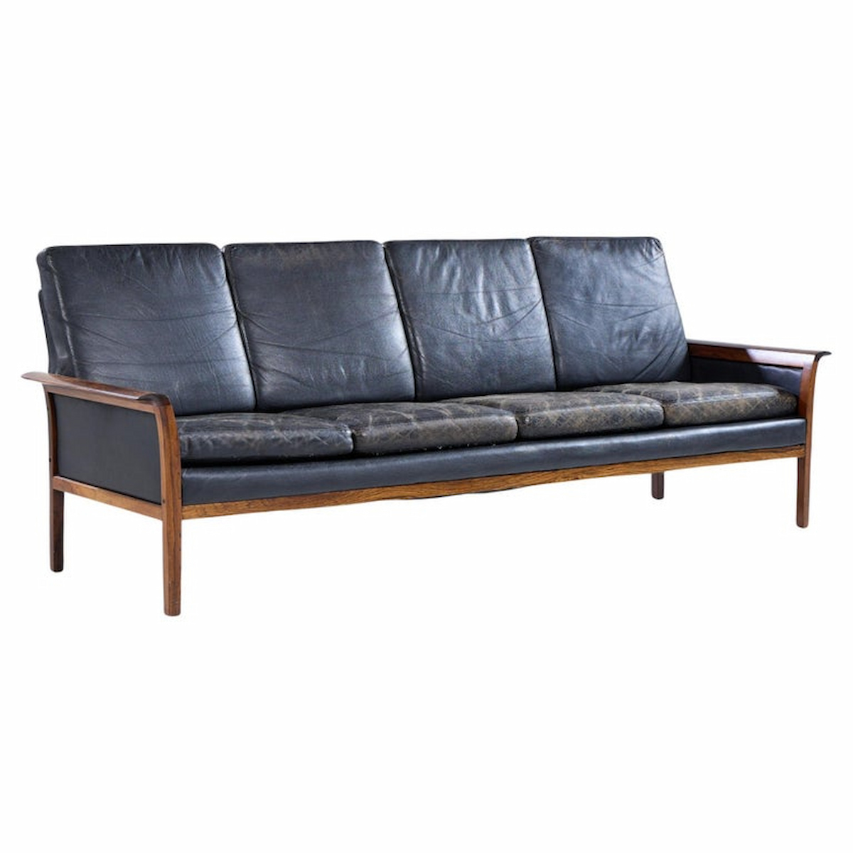 Knut Saeter for Vatne Møbler Mid Century Norwegian Rosewood and Leather Sofa