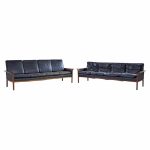 Knut Saeter for Vatne Møbler Mid Century Norwegian Rosewood and Leather Sofa - Pair | Mid Century Modern Furniture - Mid Century Furniture Chicago Knut Saeter for Vatne Møbler Mid Century Norwegian Rosewood and Leather Sofa - Pair
