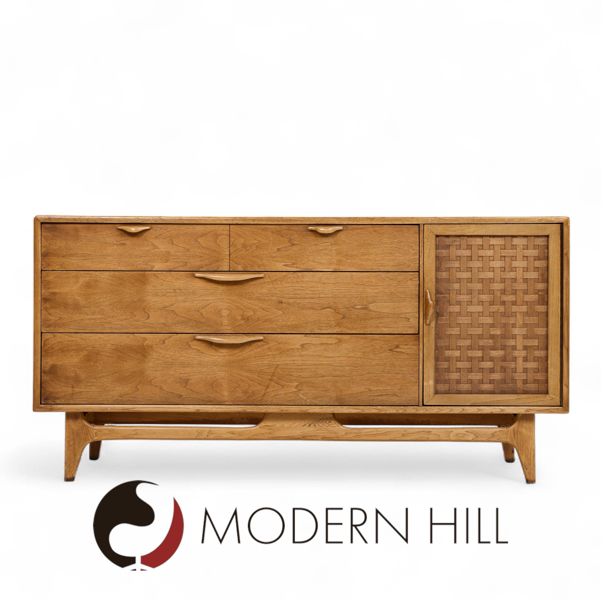 Lane Perception Mid Century Walnut Offset Credenza