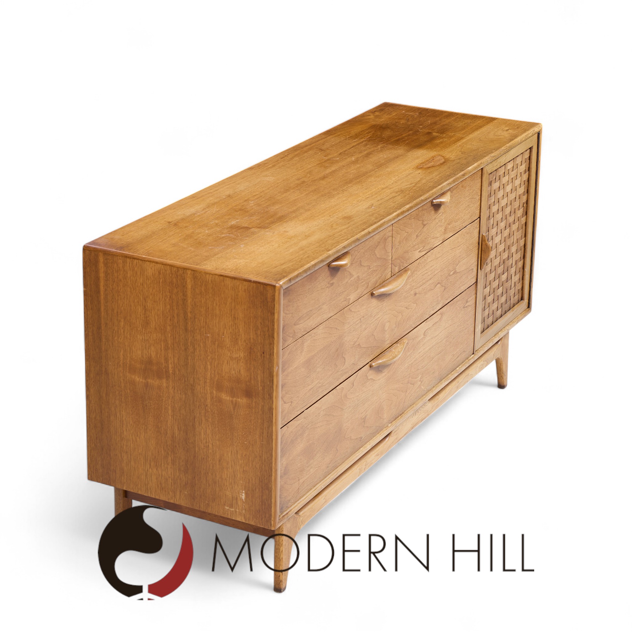 Lane Perception Mid Century Walnut Offset Credenza