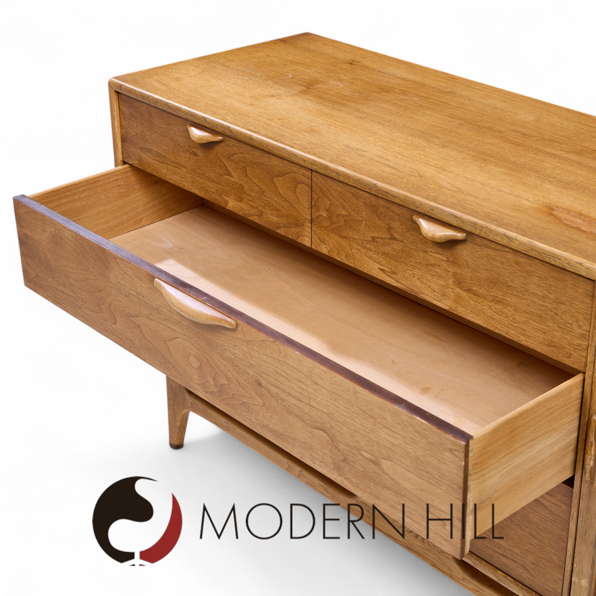 Lane Perception Mid Century Walnut Offset Credenza