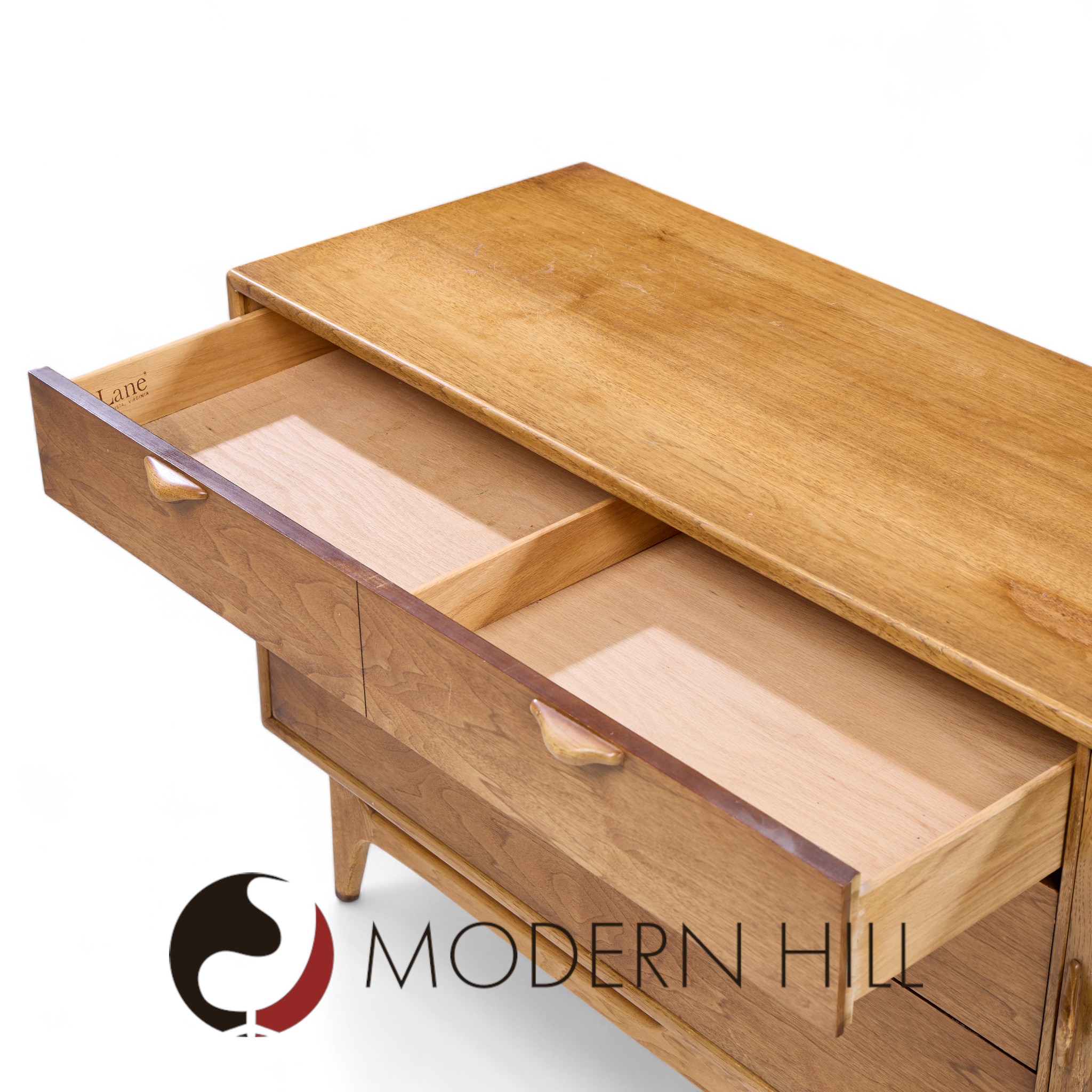 Lane Perception Mid Century Walnut Offset Credenza